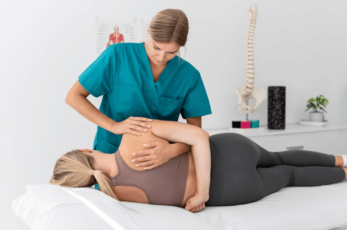physiotherapist treating a patient